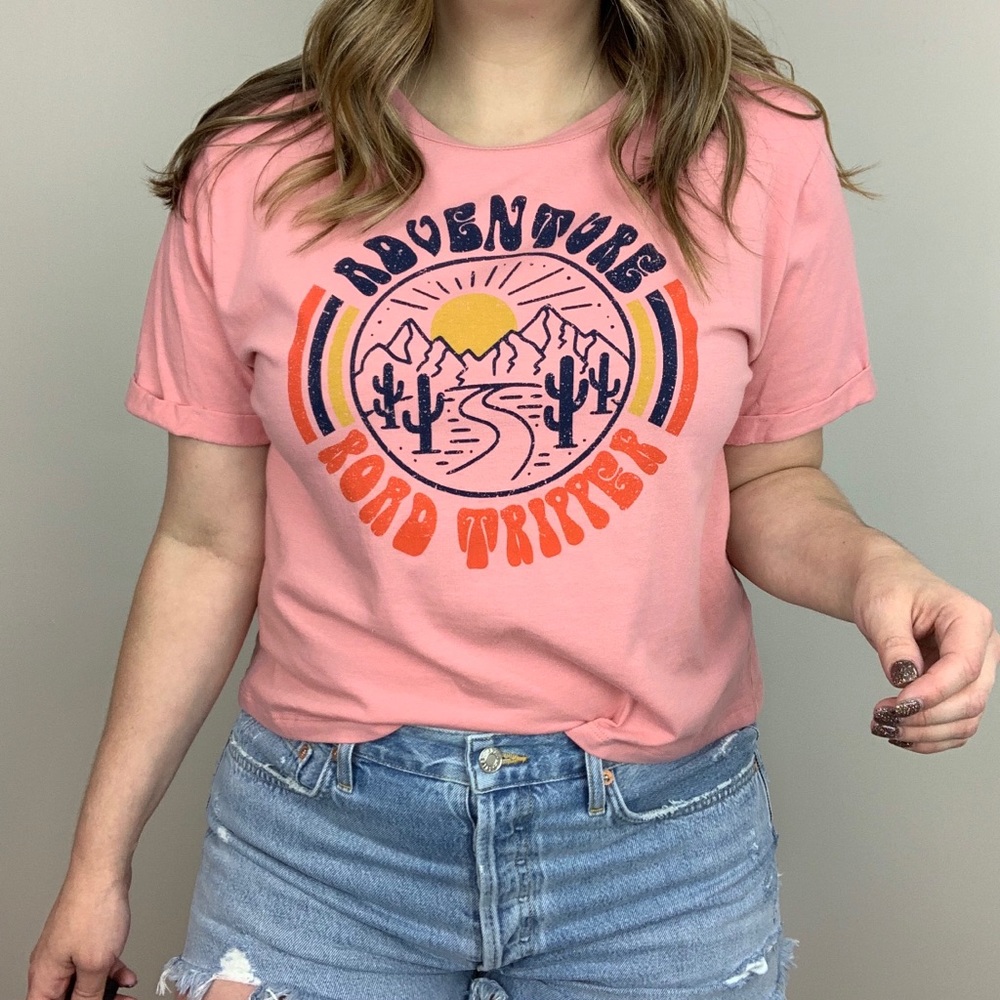 Road Tripper Graphic Tee M L Pink Boho - Picture 4 of 8